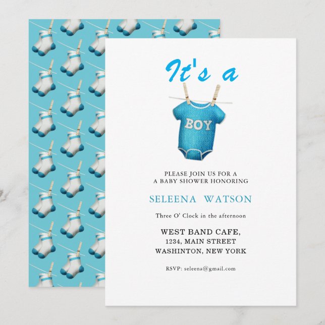 It's A Baby Boy Shower Invitation (Front/Back)