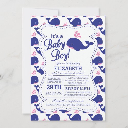 Its a Baby Boy Whale Nautical Baby Shower Invitation