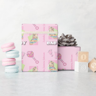 It's a Baby Girl all Wrapped in Pink Wrapping Paper