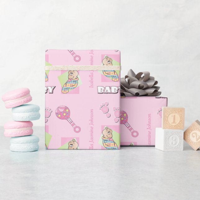 It's a Baby Girl all Wrapped in Pink Wrapping Paper (Baby Shower)
