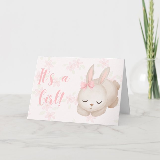 It's a Baby Girl Bunny Congratulations Card (Front)