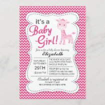 It's a Baby Girl Pink Giraffe Girls Baby Shower Invitation