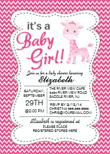 Pink Giraffe Baby Shower Invitations Zazzle It S A Baby Pink Giraffe Shower Invitation
