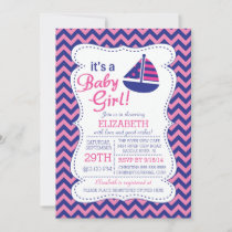 It's a Baby Girl Sailboat Nautical Baby Shower Invitation