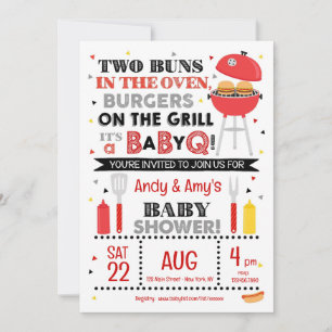 It's a Baby Q for Twins Invitation