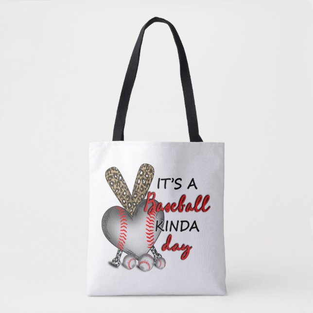 It's A Baseball Kinda Day, Baseball Mom Tote Bag (Front)