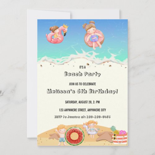 Its A Beach Party Kids Birthday Invitation