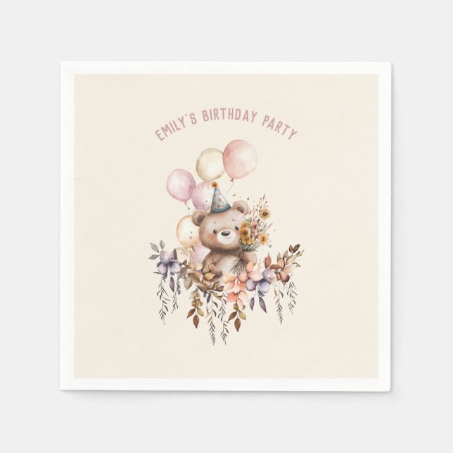 It's a Beary Special Birthday Paper Napkin (Front)