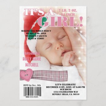 It's A Beautiful Baby Girl Magazine Cover Invitation by StarStruckDezigns at Zazzle