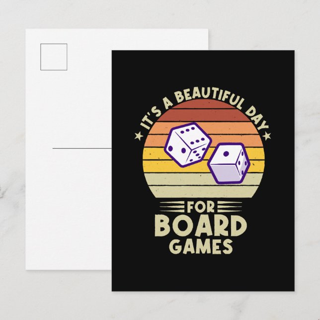 It's A Beautiful Day For Board Games funny gamer Invitation Postcard (Front/Back)