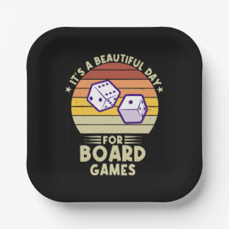 It's A Beautiful Day For Board Games funny gamer Paper Plates