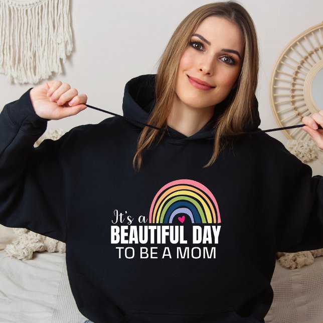 Its a Beautiful Day Mom Rainbow Black   Hoodie (Creator Uploaded)