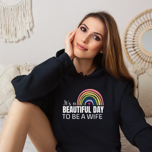 Its a Beautiful Day Wife Rainbow Black   Hoodie (Creator Uploaded)