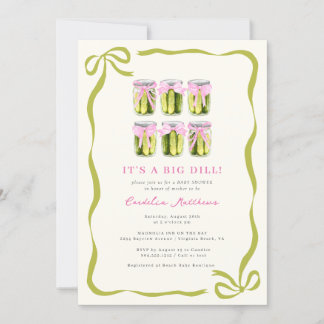 It's a Big Dill Pickle Coquette Bow Baby Shower  Invitation