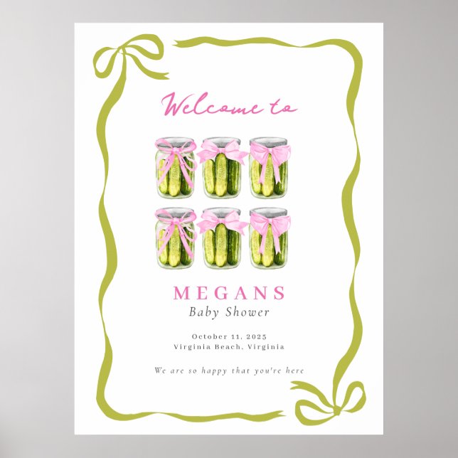 It's a Big Dill - Pickle Pink Coquette Baby Shower Poster (Front)