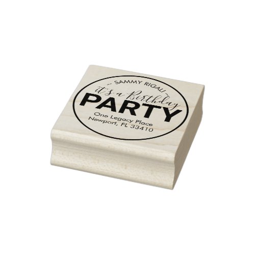 Its a Birthday Party Return Address Rubber Stamp