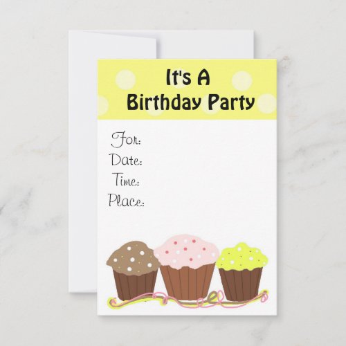 Its A Birthday Party with Cupcakes Invitation