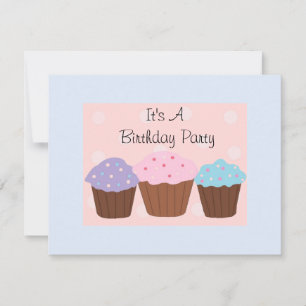 It's A Birthday Party with Cupcakes Invitation