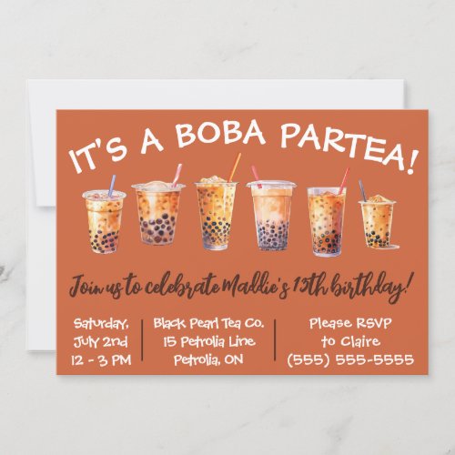 Its a Boba Partea Kids Birthday Party Invitation