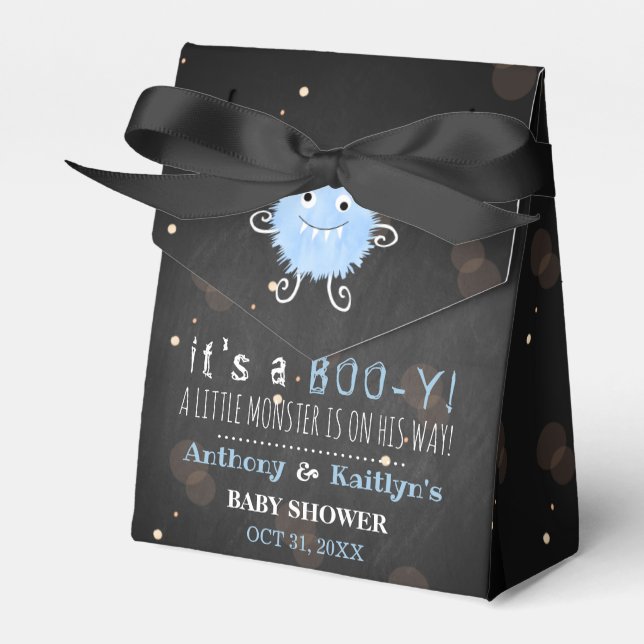 It's A Boo-y! Little Monster Halloween Baby Shower Favor Boxes (Front Side)