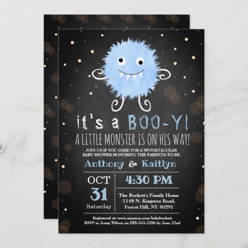 Its A Boo_y Little Monster Halloween Baby Shower Invitation