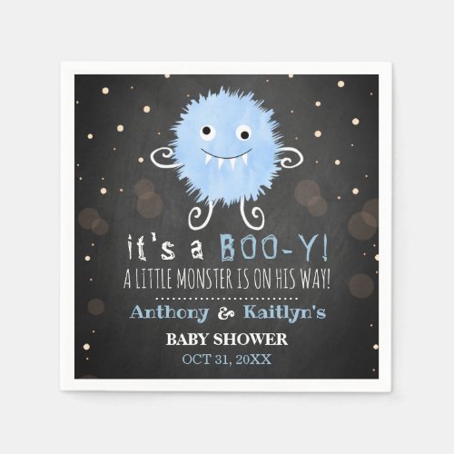 Its A Boo_y Little Monster Halloween Baby Shower Napkins
