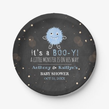 It's A Boo-y! Little Monster Halloween Baby Shower Paper Plate