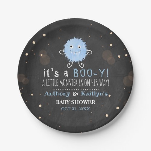 Its A Boo_y Little Monster Halloween Baby Shower Paper Plates