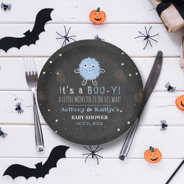 It's A Boo-y! Little Monster Halloween Baby Shower Paper Plates (Creator Uploaded)