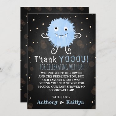 It's A Boo-y! Little Monster Halloween Baby Shower Thank You Card
