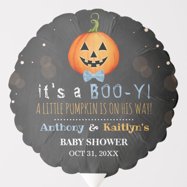 It's A Boo-y! Little Pumpkin Halloween Baby Shower Balloon (Front)