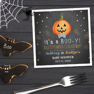 It's A Boo-y! Little Pumpkin Halloween Baby Shower Napkins