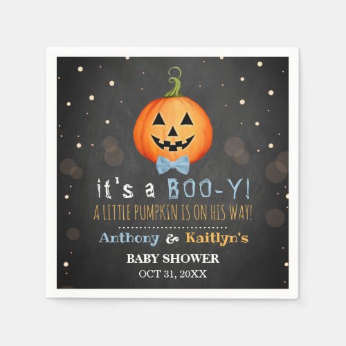 Its A Boo_y Little Pumpkin Halloween Baby Shower Napkins