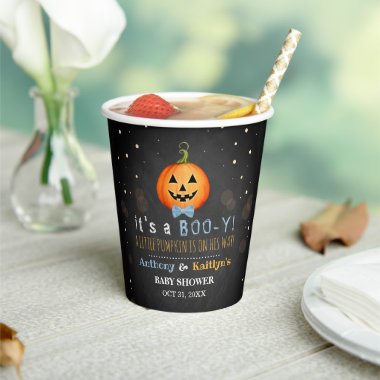 It's A Boo-y! Little Pumpkin Halloween Baby Shower Paper Cups