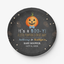 It's A Boo-y! Little Pumpkin Halloween Baby Shower Paper Plates
