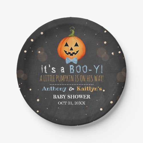 Its A Boo_y Little Pumpkin Halloween Baby Shower Paper Plates