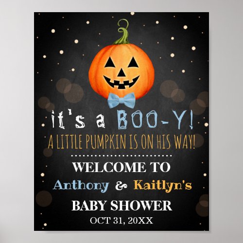 Its A Boo_y Little Pumpkin Halloween Baby Shower Poster