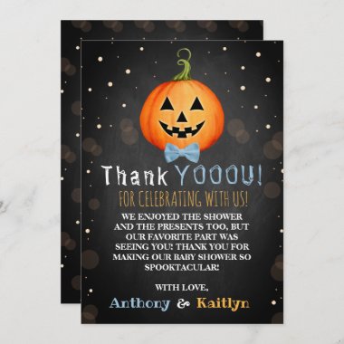 It's A Boo-y! Little Pumpkin Halloween Baby Shower Thank You Card