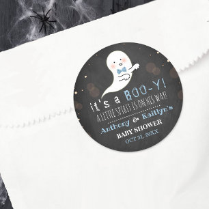 It's A Boo-y! Little Spirit Halloween Baby Shower Classic Round Sticker