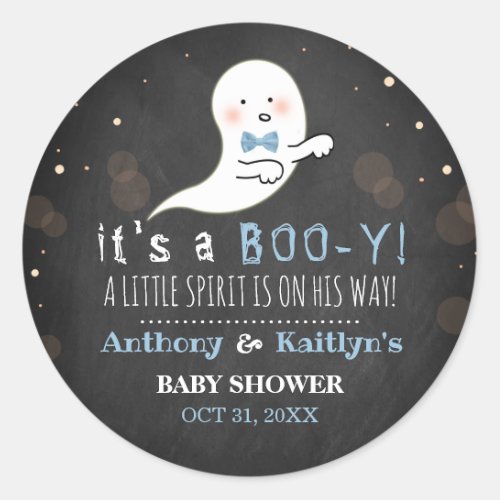 Its A Boo_y Little Spirit Halloween Baby Shower Classic Round Sticker