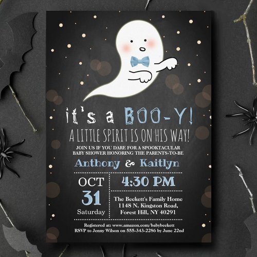 Its A Boo_y Little Spirit Halloween Baby Shower Invitation