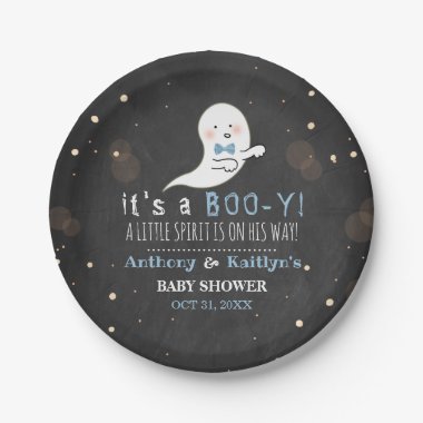 It's A Boo-y! Little Spirit Halloween Baby Shower Paper Plate