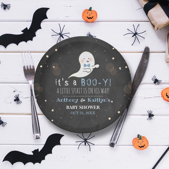 It's A Boo-y! Little Spirit Halloween Baby Shower Paper Plates (Creator Uploaded)