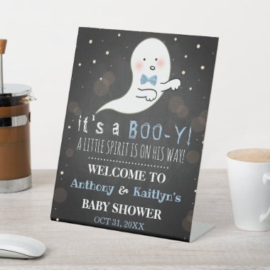 It's A Boo-y! Little Spirit Halloween Baby Shower Pedestal Sign