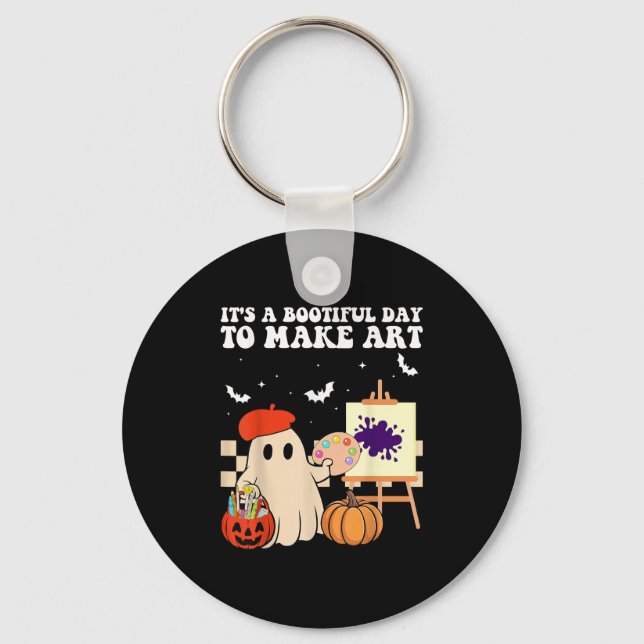 It's A Bootiful Day To Make Art Groovy Art Teacher Keychain (Front)