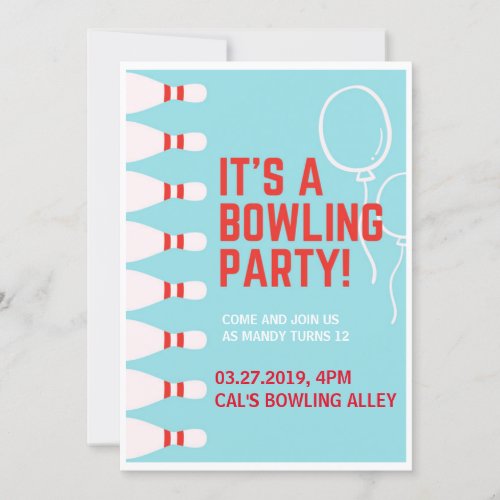 Its A Bowling Party Birthday Invitation