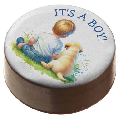 Its a Boy  A Baby and his Dog Baby Shower Chocolate Covered Oreo