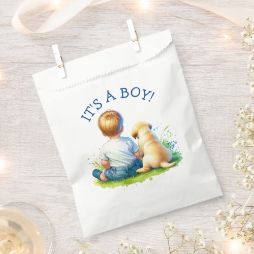 Its a Boy  A Baby and his Dog Baby Shower Favor Bag