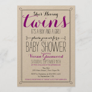 It's a Boy & a Girl Twin Baby Shower Invitation