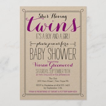 It's A Boy & A Girl Twin Baby Shower Invitation by FoxAndNod at Zazzle